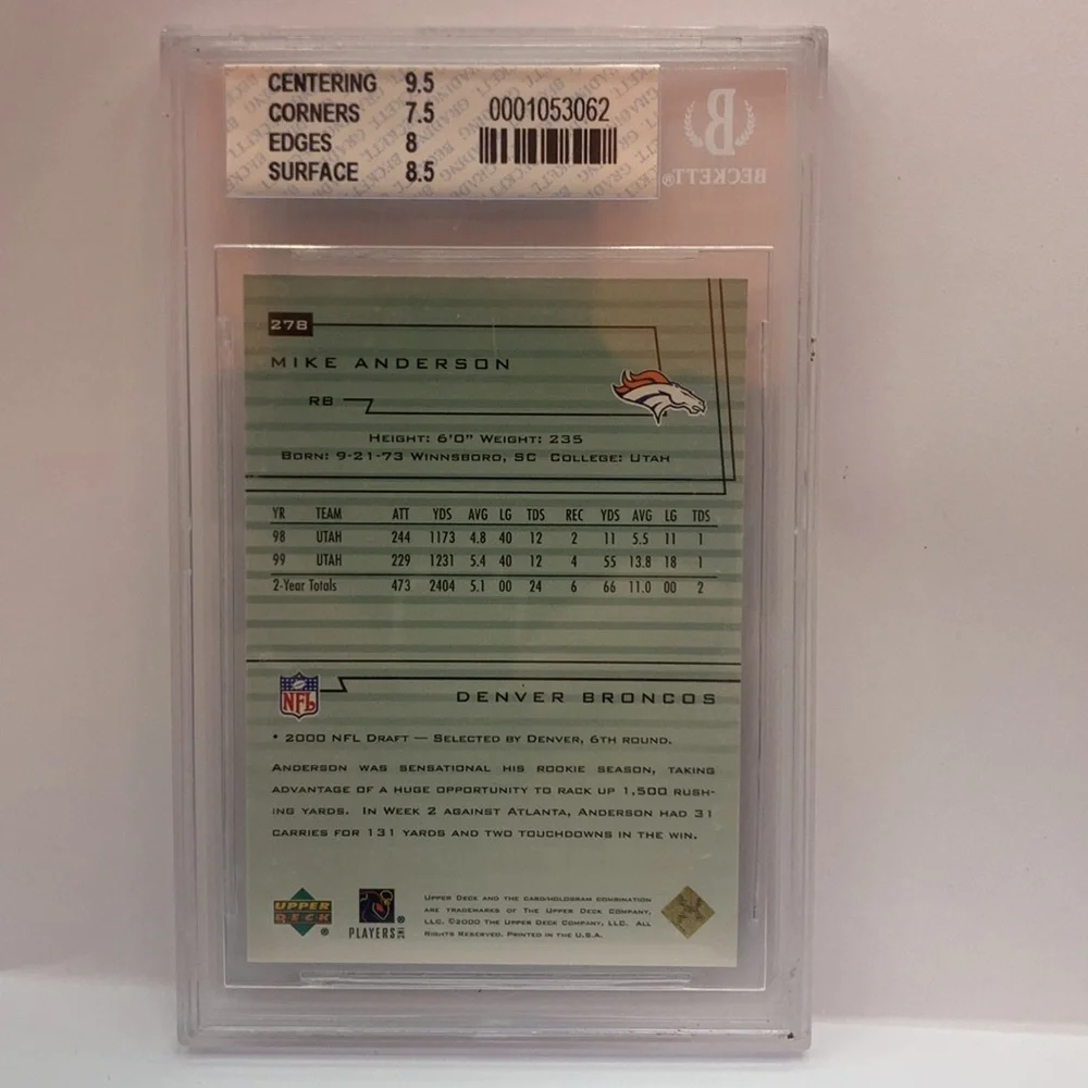 2000 Upper Deck Encore Mike Anderson Broncos #278 (MISC12) - Picture 2 of 2
